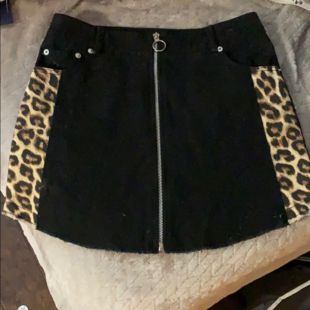 Black denim skirt
